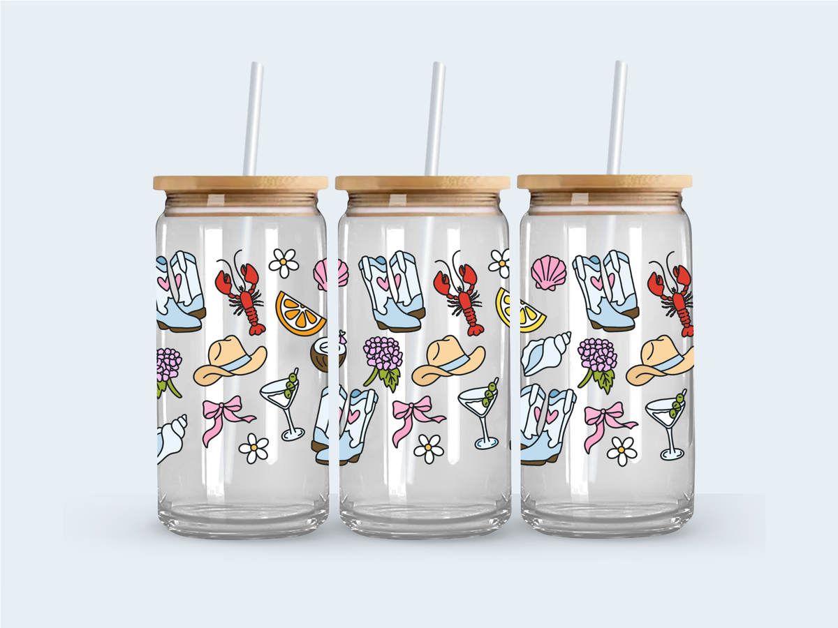 Coastal cowgirl glass cup