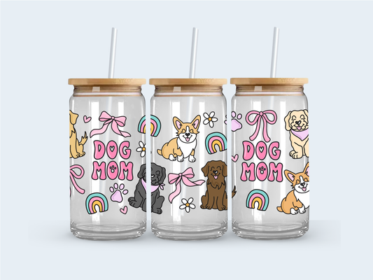 Dog mom glass cup