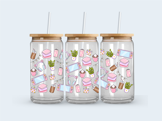 Cozy gaming glass cup