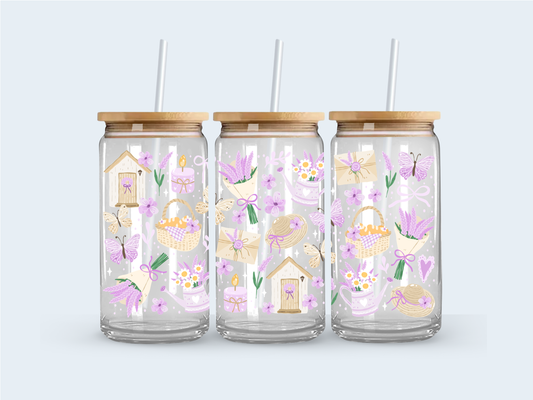 Lavender cottage glass cup