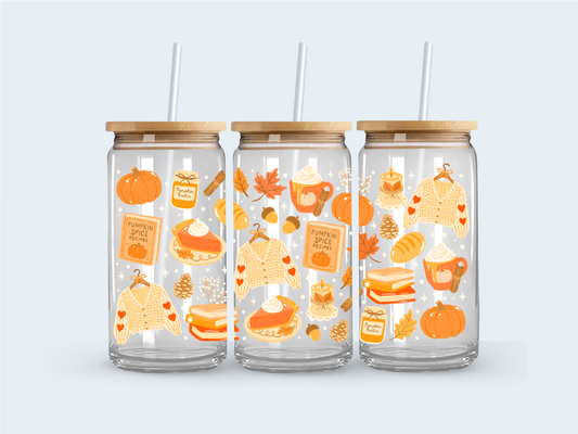 Pumpkin spice glass cup