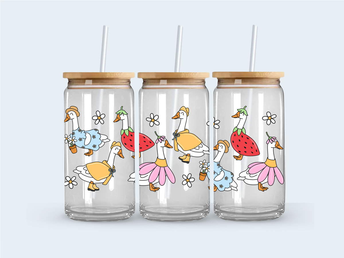 Silly goose glass cup